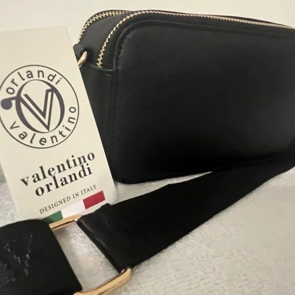 Valentino Orlandi Black Crossover Bag with studded accents NWT - Picture 3 of 6
